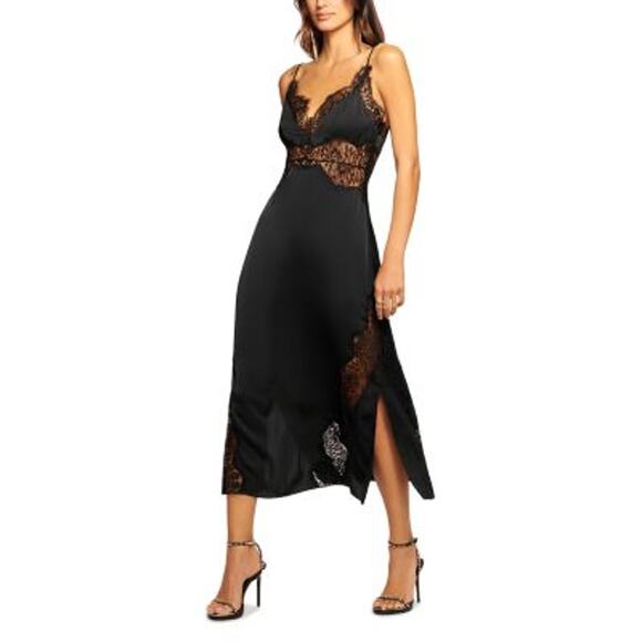 Ramy Brook 'Maren' Black Polyester Lace Detail Slip Dress Size 2